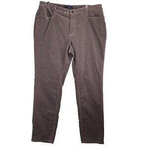Talbots Womens Taupe Brown Corduroy Pants Size 16W Straight leg SImply Flatterin